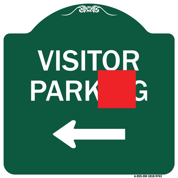 Visitor Parking Left Heavy-Gauge Aluminum Architectural Sign, 18" x 18", GW-1818-9743